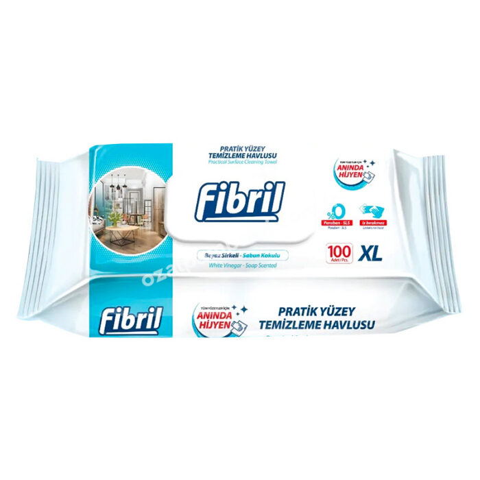 Fibril XL chusteczki nawilżane do sprzątania biały ocet 100 szt